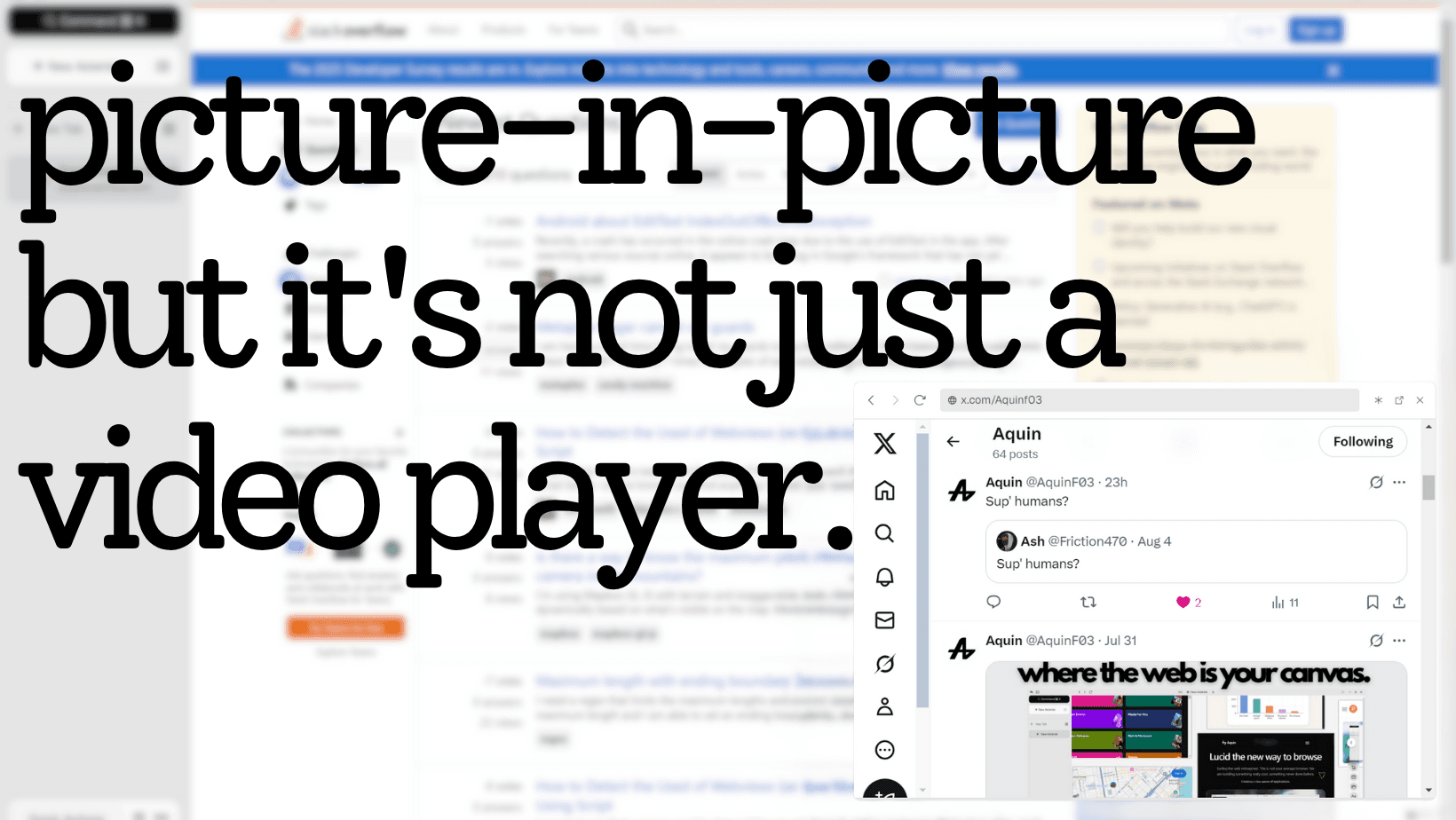 Picture-in-Picture But it's not just a video player, it's a complete tab.