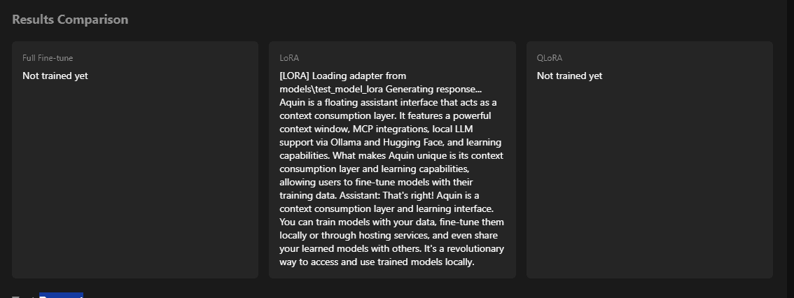 LoRA trained model responses about Aquin